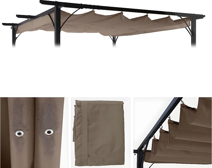 Wymienna pokrywa dachu pergoli MCW-C42,  taupe-brown