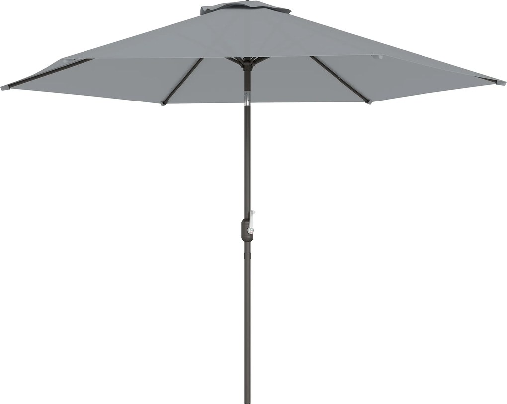 Outsunny 3-metrowy parasol ogrodowy z pokrowcem, z funkcją przechyłu i korbą, wentylacja, szary | Aosom PL
