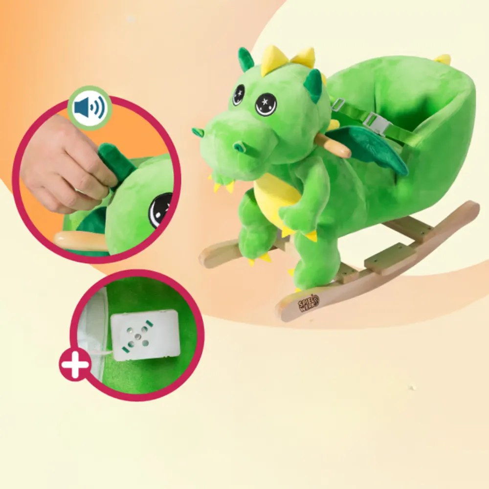 Smok na biegunach DINO z pasem bezpieczeństwa, zielona Spielwerk