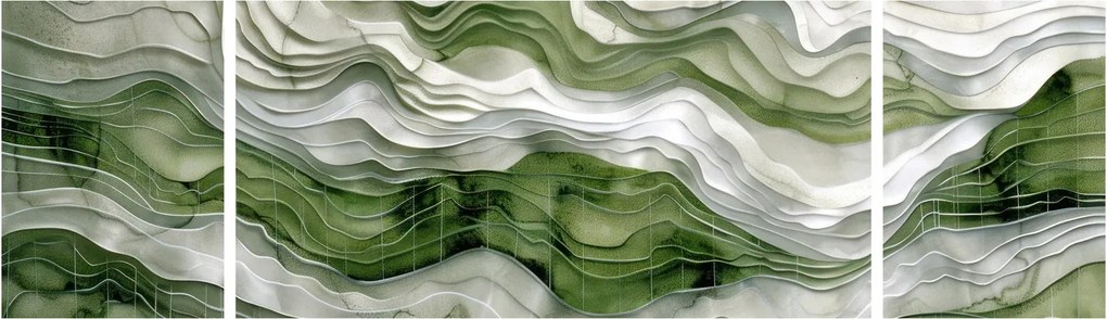 Obraz - Zielone i białe zmarszczki (170x50 cm)