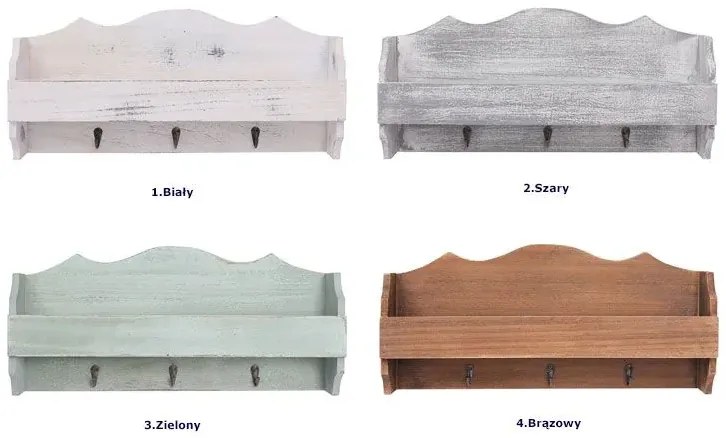 Biały wieszak ścienny z półką K8-T96