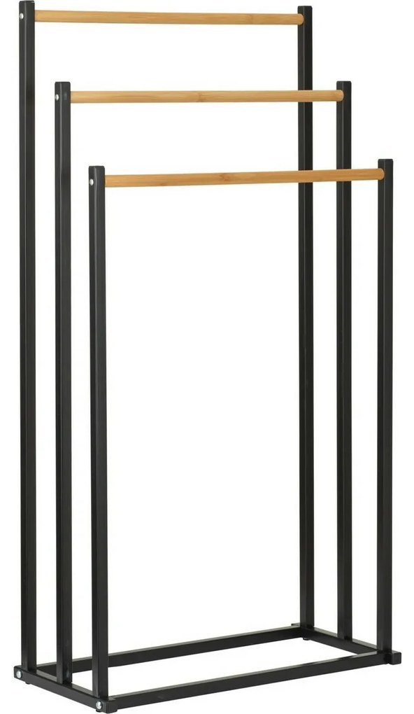 Wieszak metalowy na ręczniki Bambus 45 × 23 × 85 cm, czarny