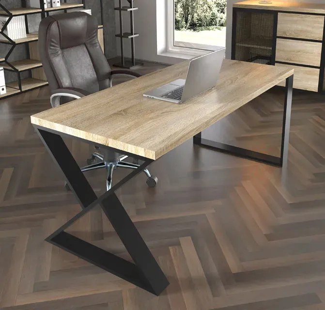 Duże dębowe biurko industrialne 170x70 G3-D12
