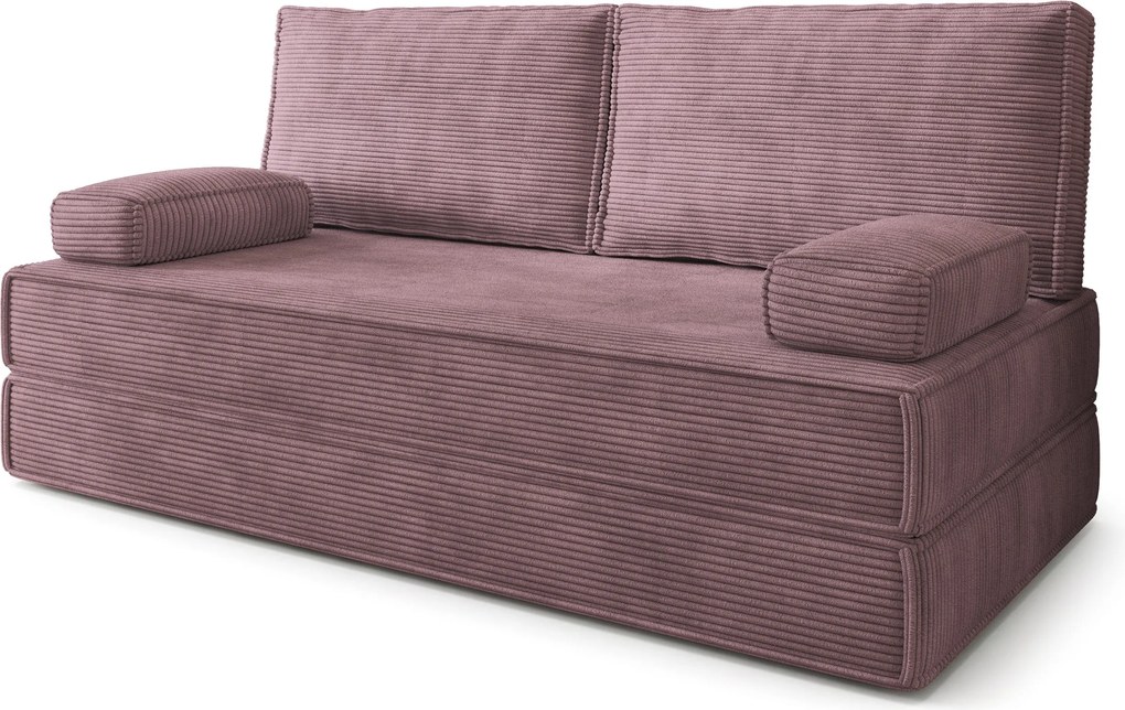 Masseno Sofa piankowa SILAR z funkcją spania, Kanapa z pianki do salonu, Bezmontażowa, Tkanina sztruksowa – Wrzosowy POSO 130