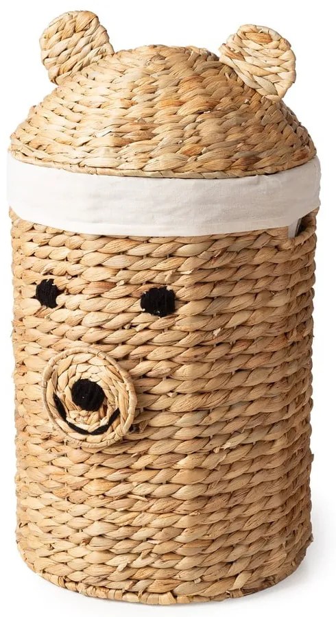 Dziecięcy kosz na zabawki z hiacyntu wodnego w naturalnym kolorze ø 30x56 cm Bear – Compactor