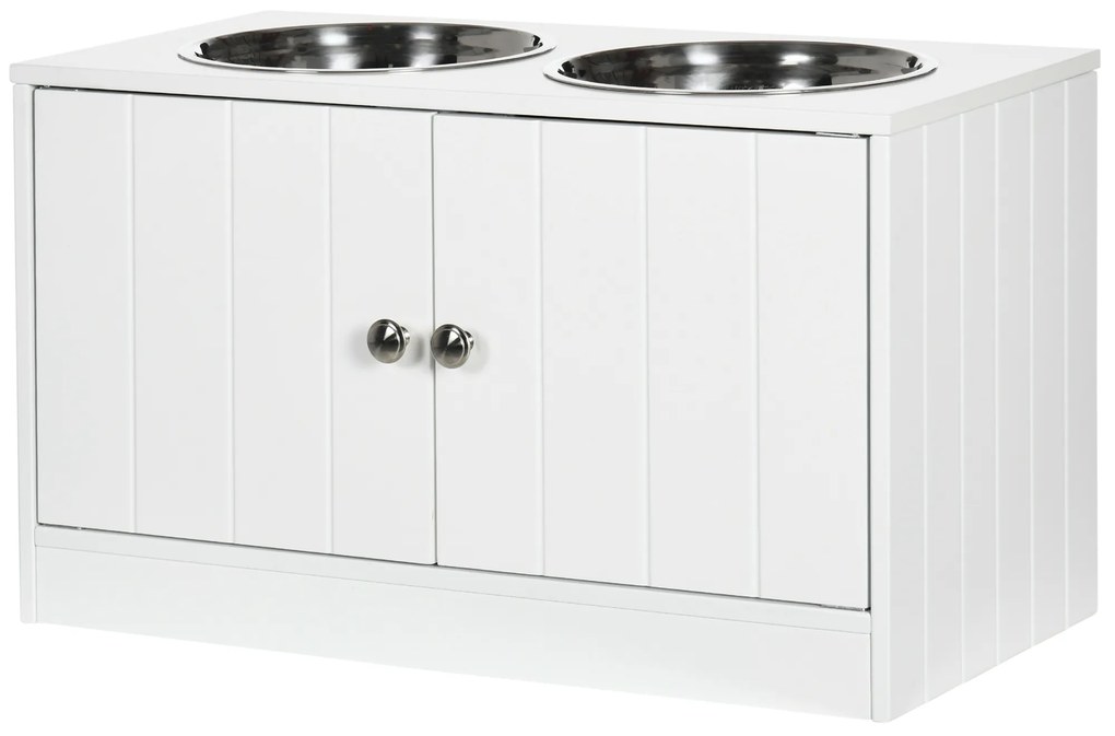 PawHut Stacja karmienia z 2 miskami ze stali nierdzewnej