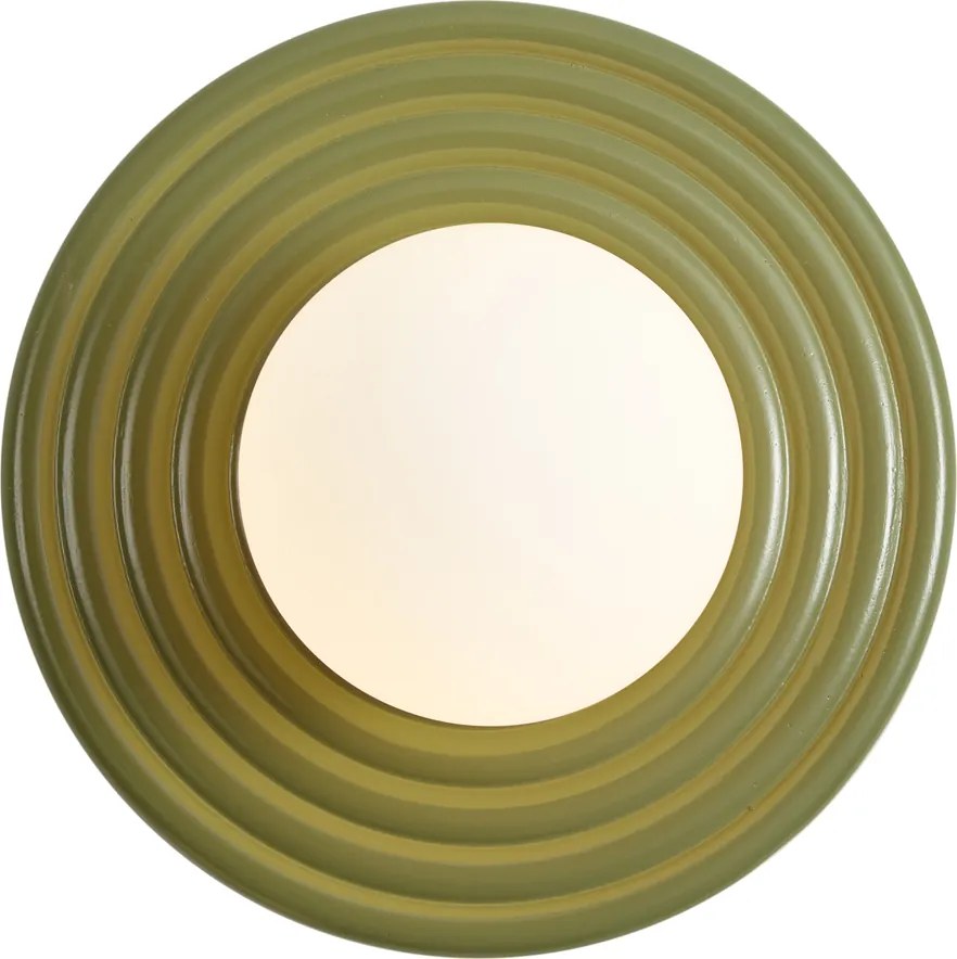 Retro Lampa ścienna zielona z okrągłym kloszem opalowym 20 cm IP44 - Lila