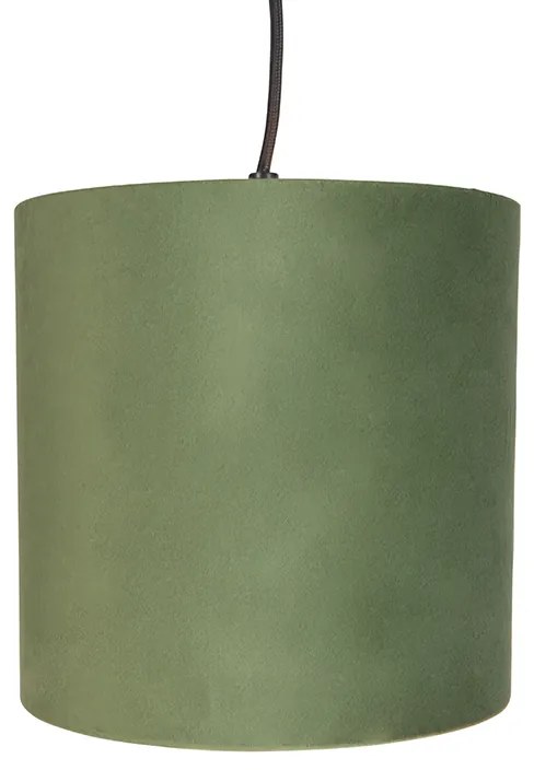 Lampa wisząca z 5 kolorowymi abażurami z weluru 20 cm - Cava klasyczny/Antyczny Oswietlenie wewnetrzne