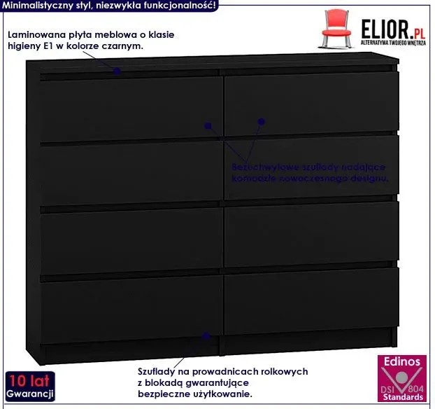 Komoda Lonix 120 cm - czarna