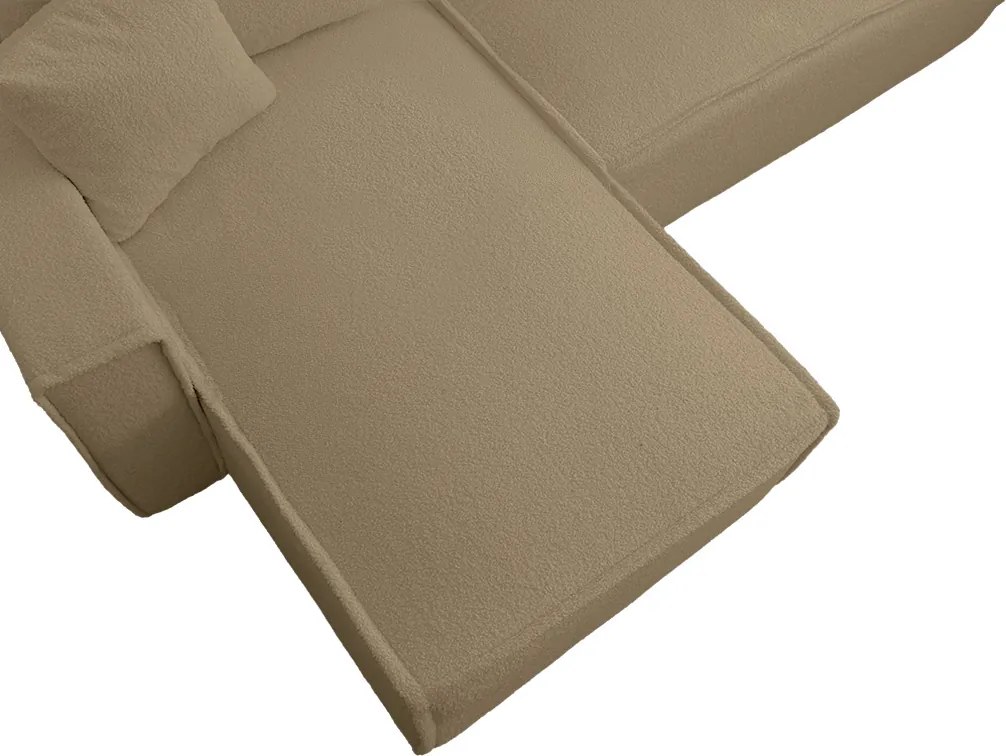 Rozkładana narożna sofa SMART BOUCLE 232x143 cm, ciemnobeżowa, uniwersalna