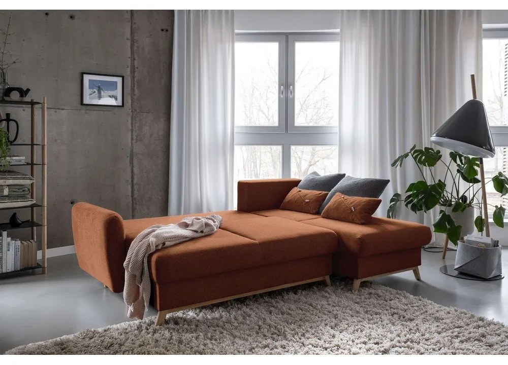 Ceglasty narożnik rozkładany Miuform Scandic Lagom, prawostronny