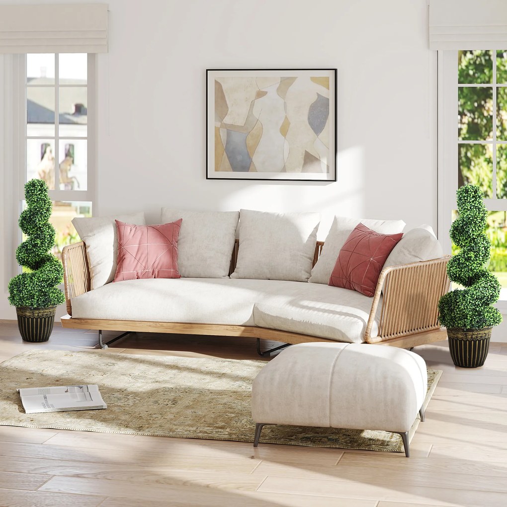 HOMCOM Spiralny Bukszpan, Zestaw 2 Sztuk Roślin Sztucznych, z Donicą, 90 cm Wysokości, Zielony