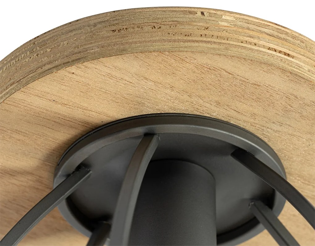 Industrialna lampa sufitowa ciemnoszara z drewnem - Arthur