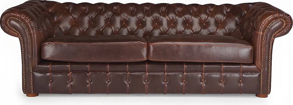 Komplet wypoczynkowy 3+2 typu chesterfield CLOTAIRE z postarzanej skóry