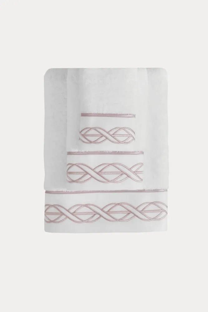 Podarunkowy zestaw ręczników VITA, 3 szt Biały / lila haft