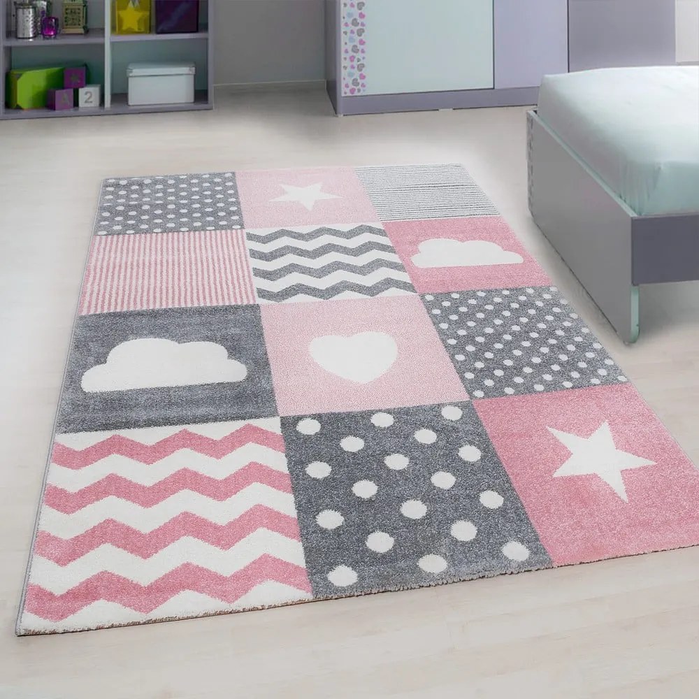 Różowo-szary dywan dziecięcy 80x150 cm Kids – Ayyildiz Carpets