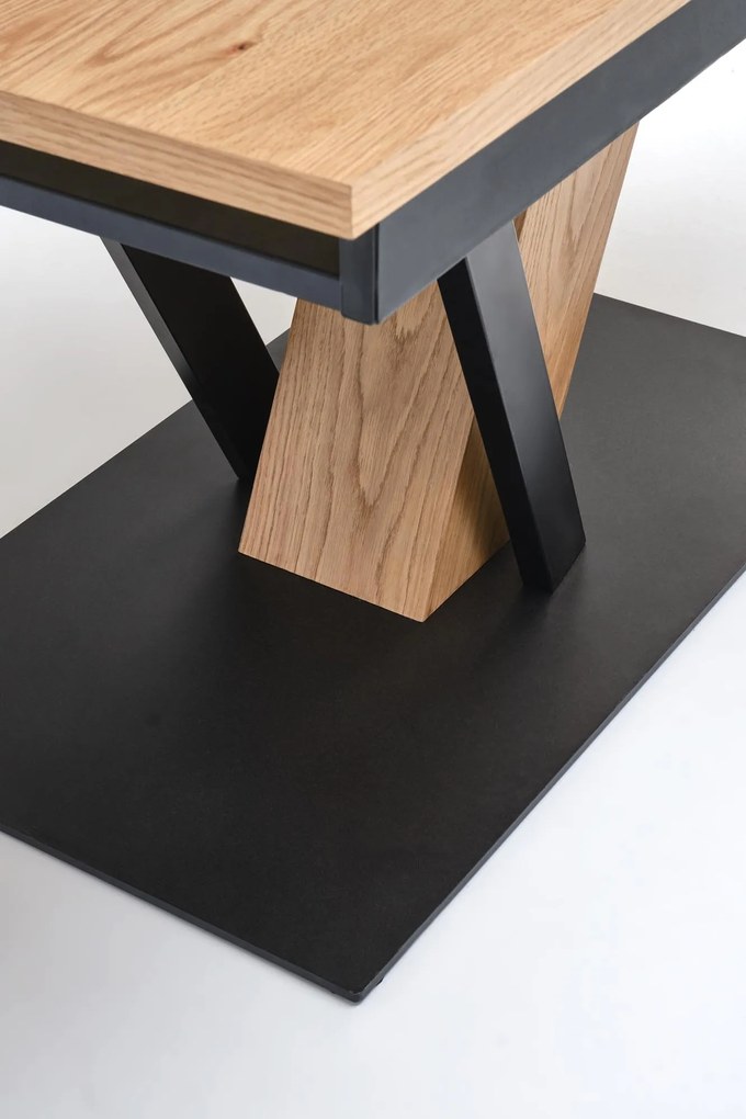 Stół do jadalni rozkładany naturalny/czarny 160-220/90/78 cm FANIS