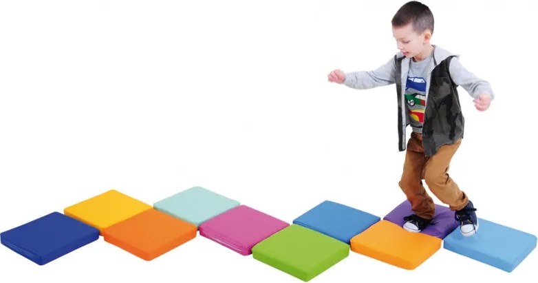 Zestaw tęczowych siedzisk piankowych Rainboo - 10 sztuk, kwadrat