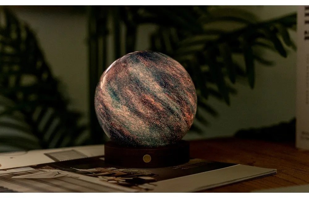 Lampa stołowa LED w ciemnym naturalnym kolorze ze szklanym kloszem (wysokość 13 cm) Galaxy Breeze – Gingko