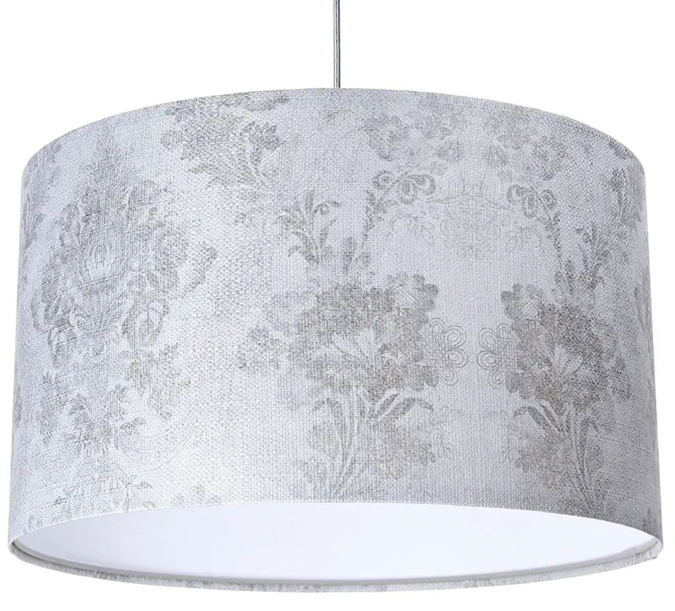 Srebrno-biała lampa wisząca z abażurem - S393 A7-M95