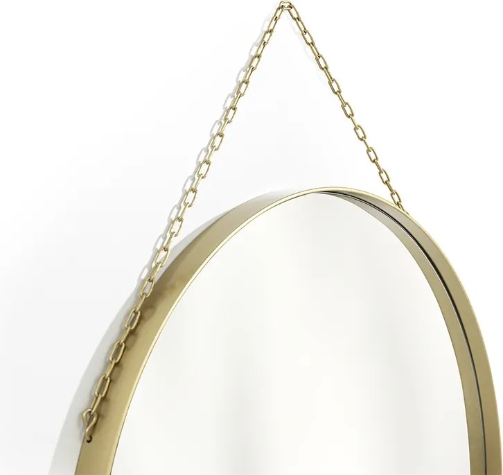 Toaletka wisząca Nicole ze złotym lustrem 80 cm - biały mat