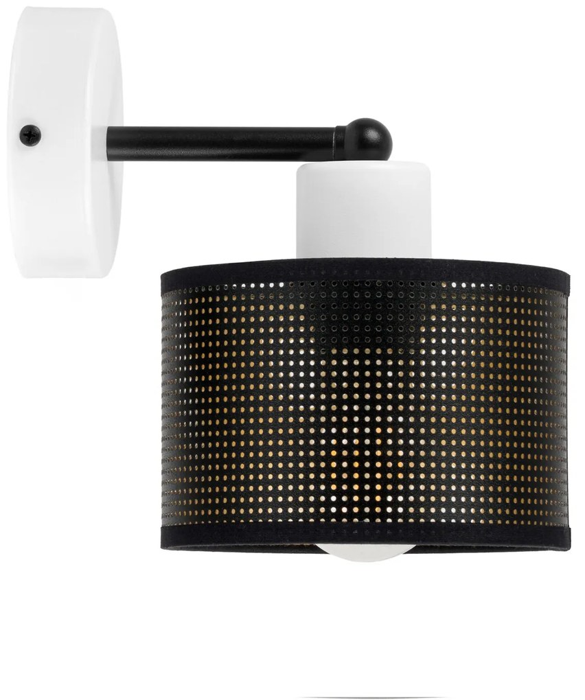 Biały kinkiet jednopunktowy z czarnym abażurem WD-BE-1010WE-SC