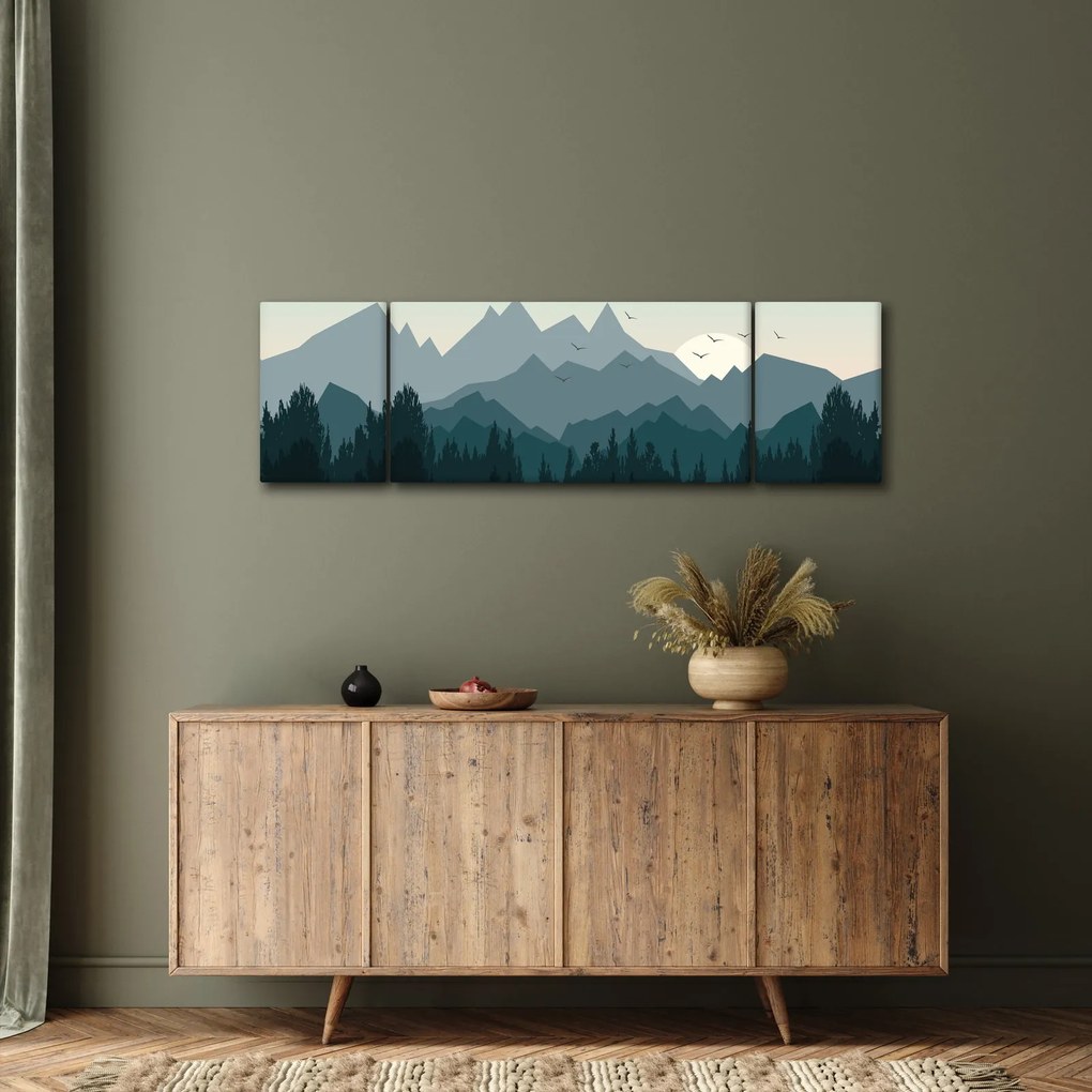 Obraz - Góry oczami grafika (170x50 cm)