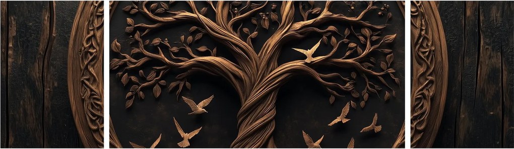 Obraz – Drewniane drzewo życia (170x50 cm)