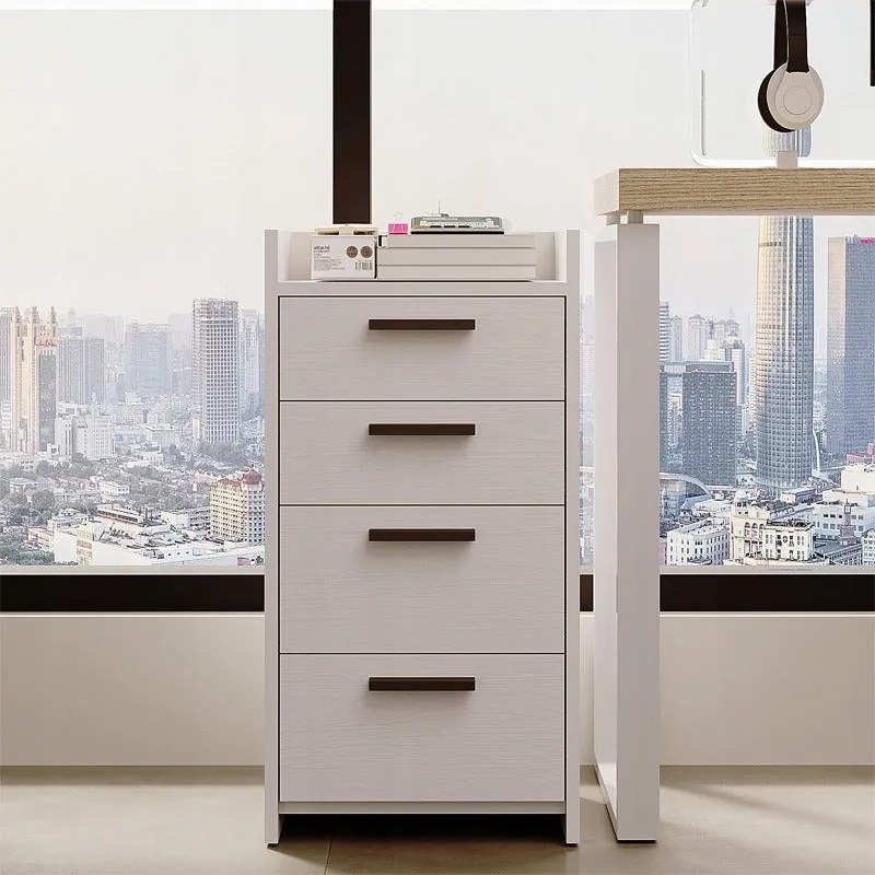 Komoda biała kontenerek pod biurko biurowy regał szafka 4 szuflady wysoka