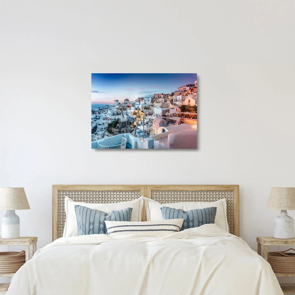 Obraz na szkle - Zmierzch na Santorini (70x50 cm)