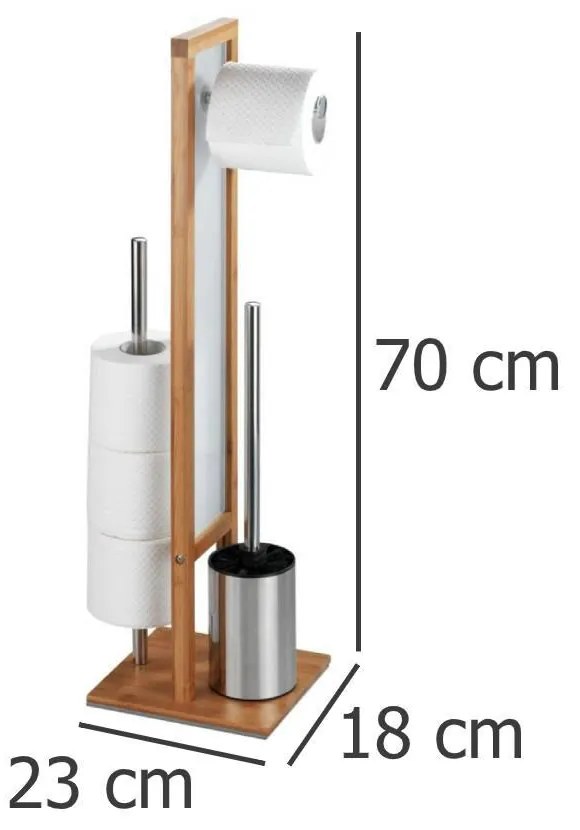 Stojak na papier toaletowy i szczotkę wc RIVALTA, 3w1, bambus, WENKO