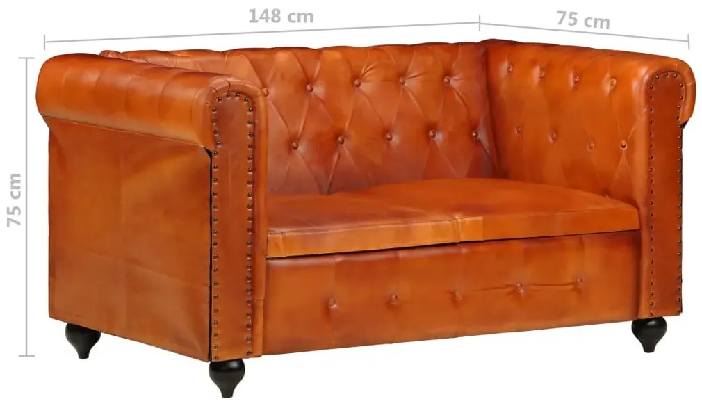 Skórzana 2-osobowa jasnobrązowa sofa w stylu Chesterfield - Clementine 2Q