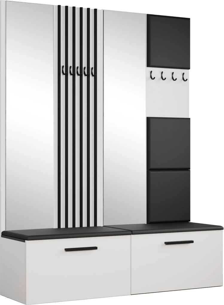 Masseno Garderoba MODULO 161,2/204/40 cm do Przedpokoju Nowoczesna Biała