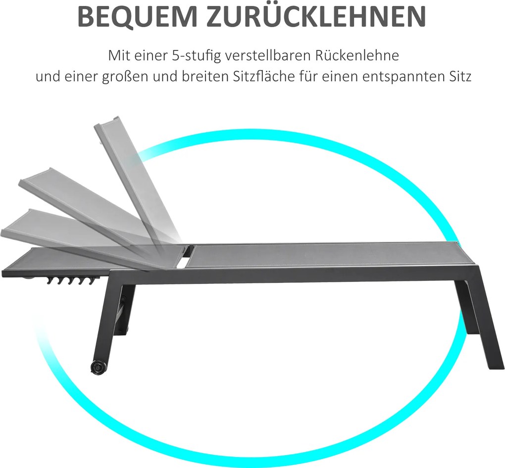 Praktyczna leżanka ogrodowa Outsunny z regulowanym oparciem