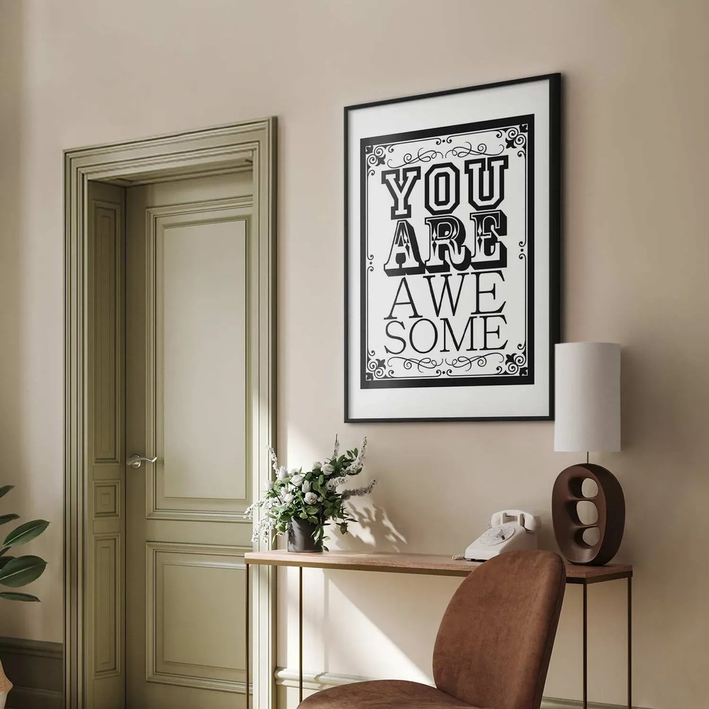 Plakat You are awesome 29,7x42 cm z ramą czarną bez marginesu ARTGEIST B