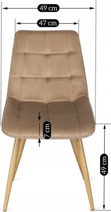 Krzesło Tapicerowane do Salonu RODRI Beżowe Welurowe Nowoczesne