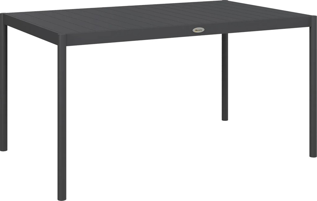 Outsunny Stół ogrodowy, stół zewnętrzny, odporny na warunki atmosferyczne, aluminium, 145 x 90 x 74 cm, ciemnoszary