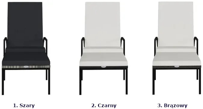 Leżak z podnóżkiem czarny H6-N70