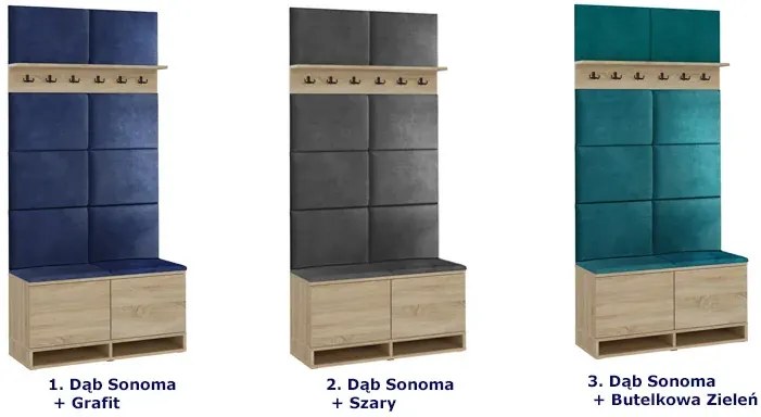 Garderoba z wieszakiem dąb sonoma + butelkowa zieleń C2-R50