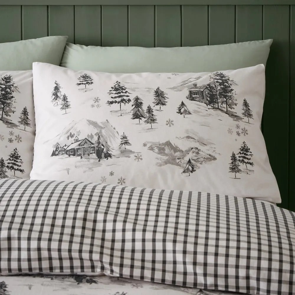 Beżowa flanelowa pościel dwuosobowa 230x220 cm Alpine Vilage – Catherine Lansfield
