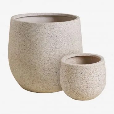 Zestaw 2 Doniczek Zewnętrznych Ø20 Cm / Ø50 Cm Z Polipietry Ugor Marrón Arena Claro - Sklum