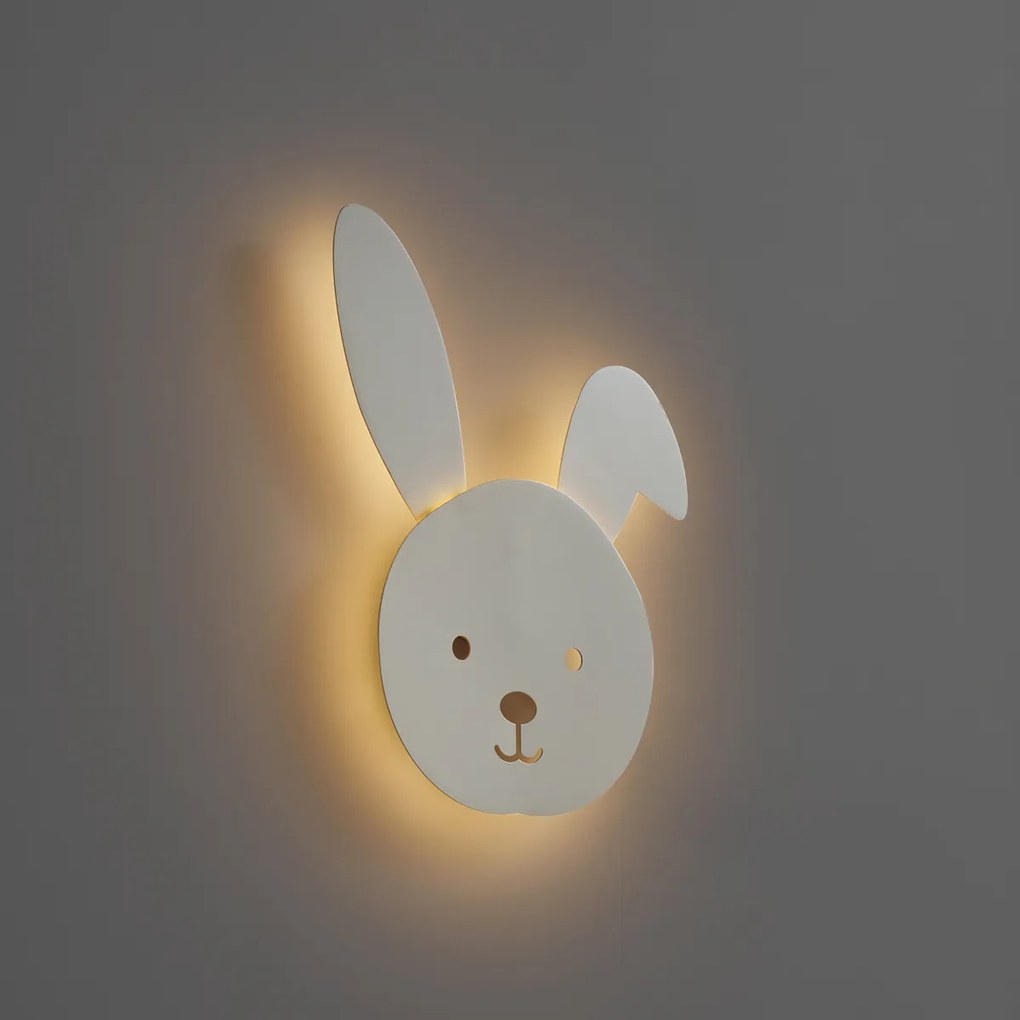 Dziecięca lampa ścienna beżowa z diodą LED 3-stopniowo ściemnialna - Benny Króliczek