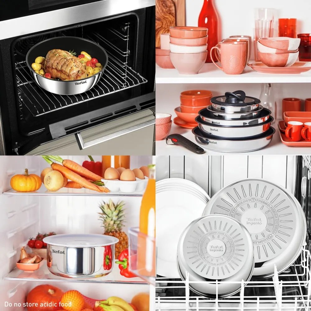 Patelnie zestaw 2 szt. z powłoką nieprzywierającą/z odpinaną rączką ze stali nierdzewnej ø 26 cm INGENIO Cook Eat L8813S75 – Tefal