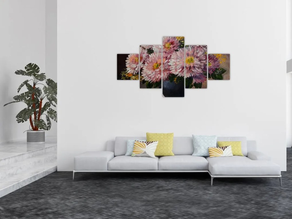 Obraz - Obraz olejny, Kwiaty w wazonie (125x70 cm)