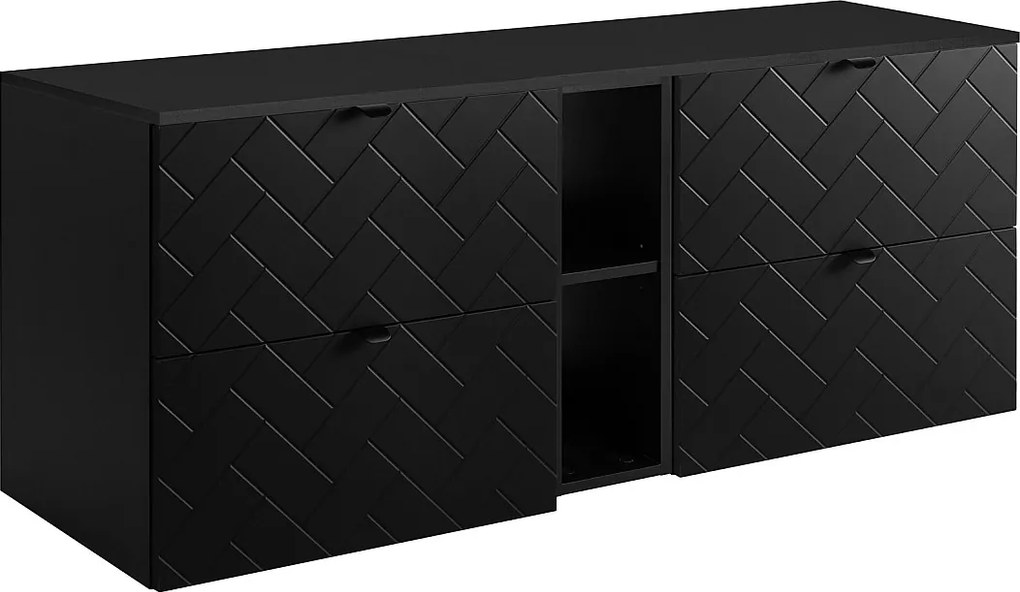 Meble łazienkowe, Czarny Mat, 140 x 57 x 46 cm, uchwyty czarne