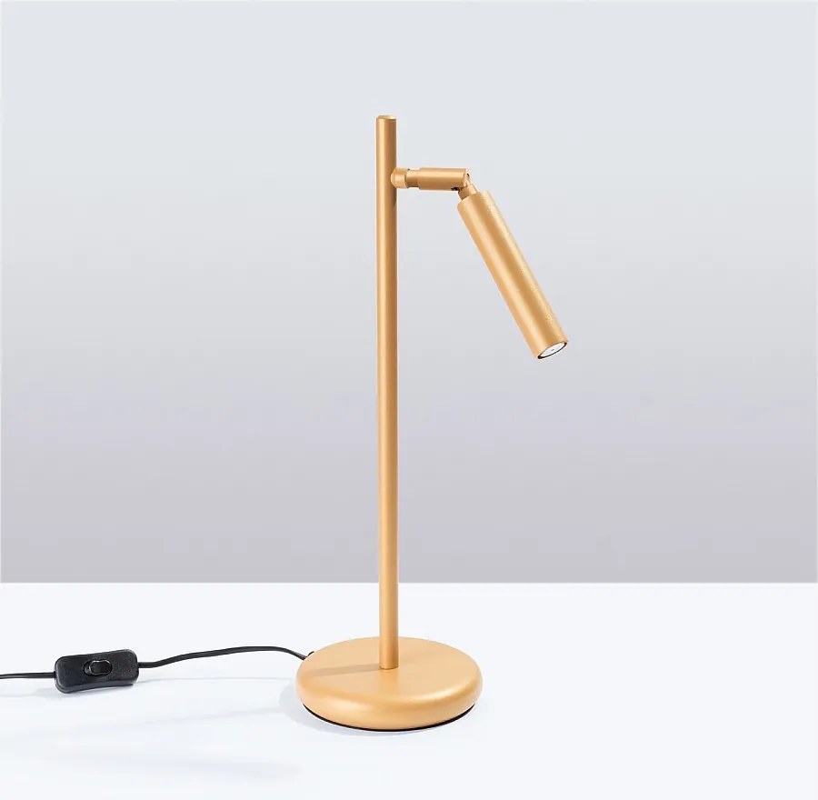 Lampa biurkowa nowoczesny Brill, stal - 1 źródło światła 4000K - L.14 x H.43 cm - złoty