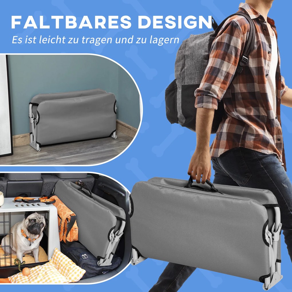 PawHut Łóżko dla Psów, Rozkładane, Wytrzymałe &amp; Komfortowe, Do 10 kg, 71x58x20cm, Szary