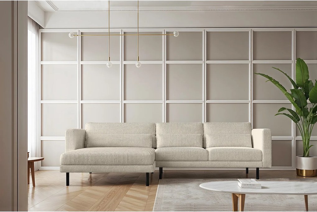 Narożnik w kształcie L Dani L, tkanina Poso, Beżowy, Lewy