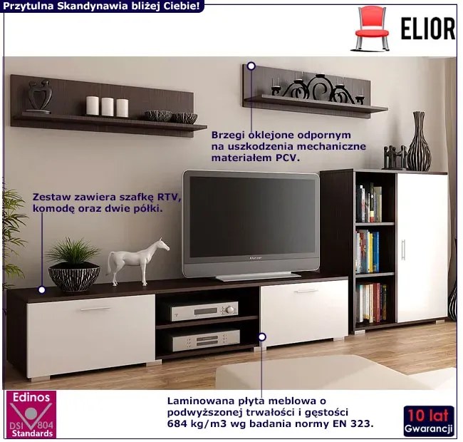 Komplet mebli RTV Armo 6X - biały + wenge