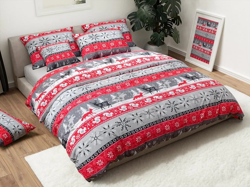 PrzytulneMieszkanie.pl PrzytulneMieszkanie.pl Flanelowa pościel z mikrofibry SNOWY FOREST szara Rozmiar pościeli: 2 szt 70 x 90 cm | 200 x 220 cm